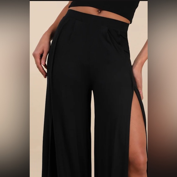 Lulus Knockout Black Wide Leg Pants - Size XL - Picture 5 of 6